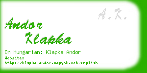 andor klapka business card